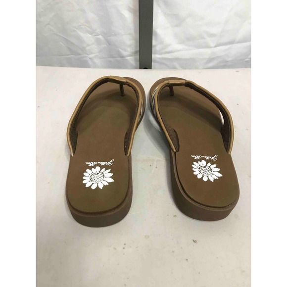 Yellow Box Women's Fable Flip Flop Sandals Blue White Stripe Floral Size 8M - Picture 3 of 5